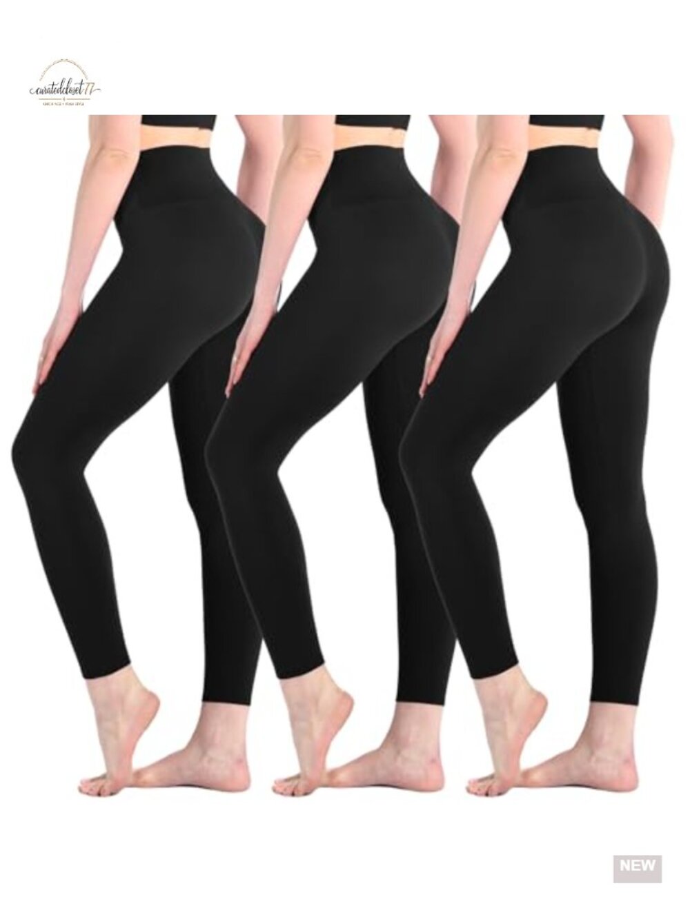 High Waisted Yoga Leggings 3 Pack, Soft Stretchy Workout Pants